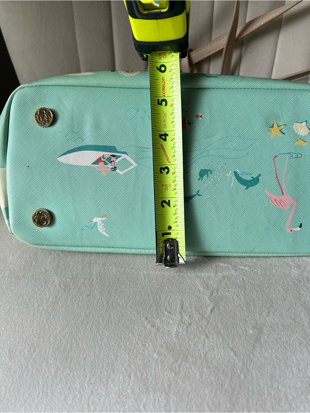 Spartina 449 Teal and Pink Florida Map Tote with Cream Handles - Picture 16 of 16
